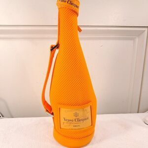 Veuve Clicquot Champagne Bottle Jacket Insulated Zippered Tote Orange mesh Coozy